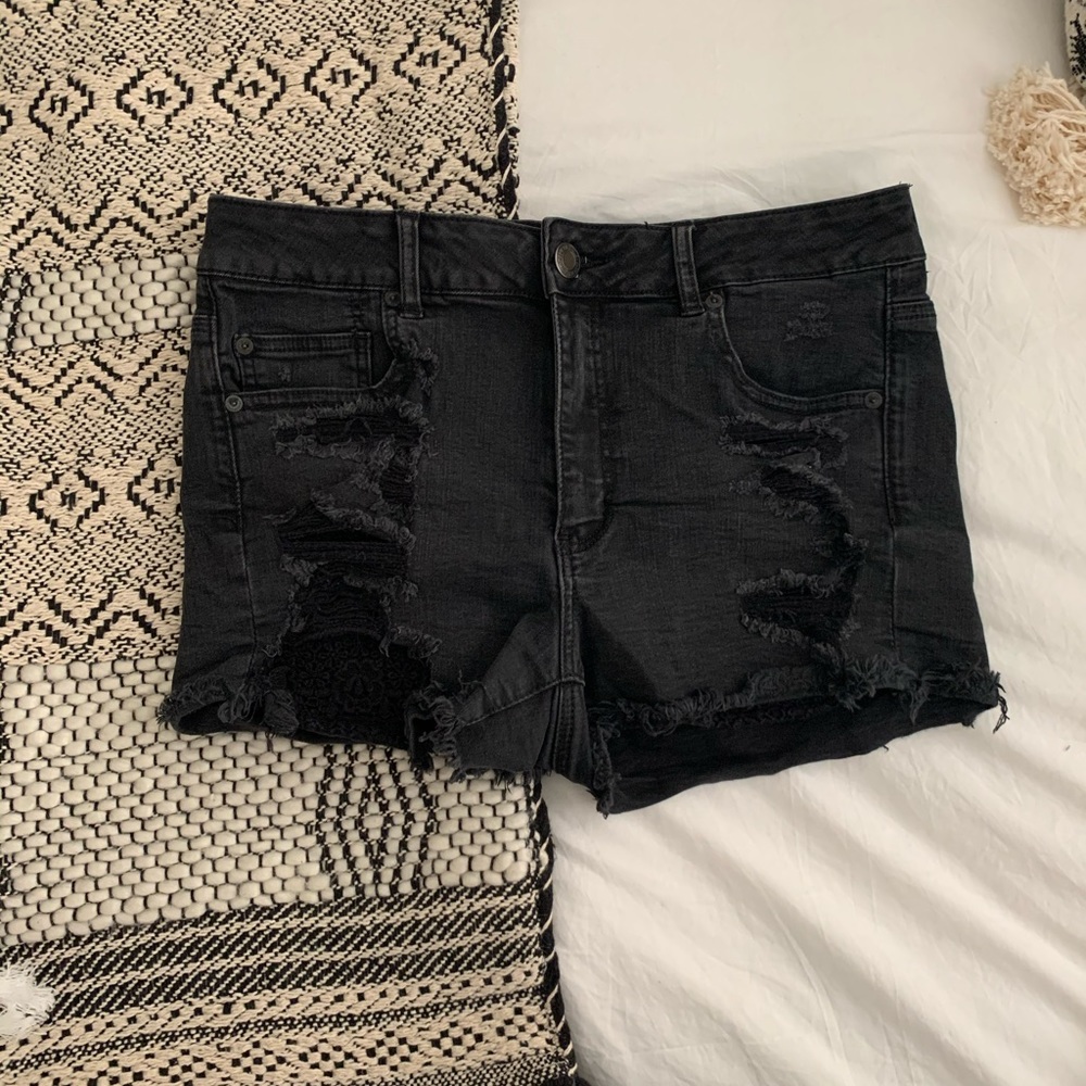 Black distressed American Eagle Jean Shorts